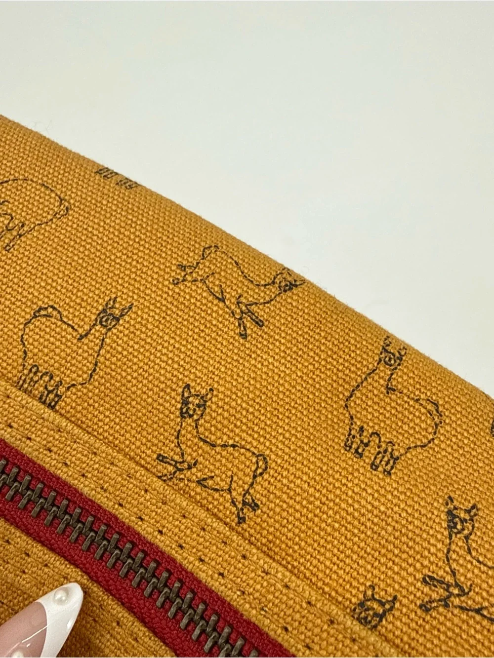 Urban Outfitters Mustard Yellow Llama Zipper Pouch Case Travel Pencil Bag